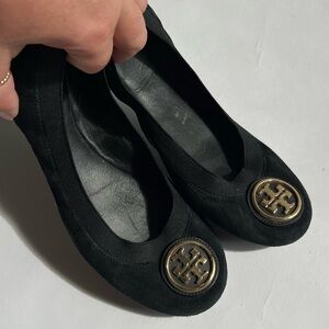 Black Leather Sole Flats